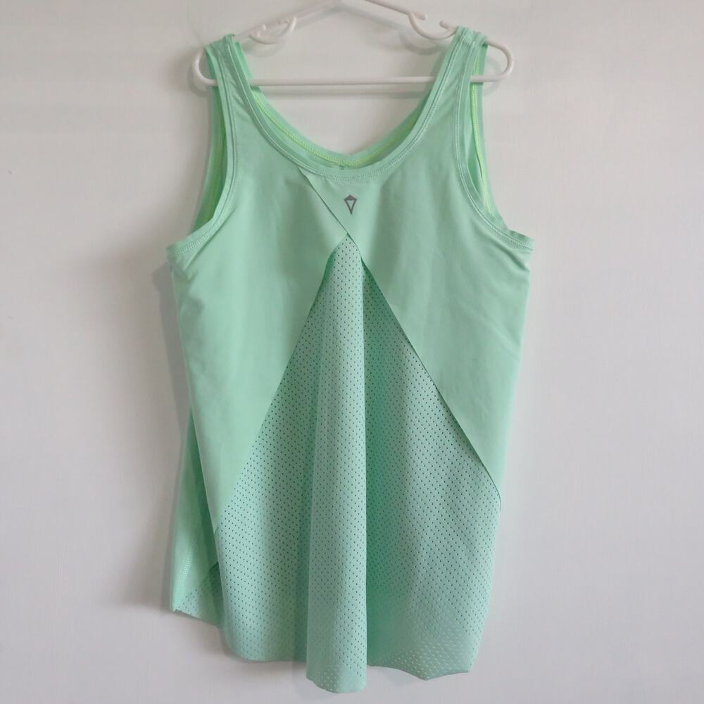 Ivivva Kids Sz 10 Light Green Tank Mesh Back Sleeveless Laser Cut Athletic Wear - Picture 2 of 6
